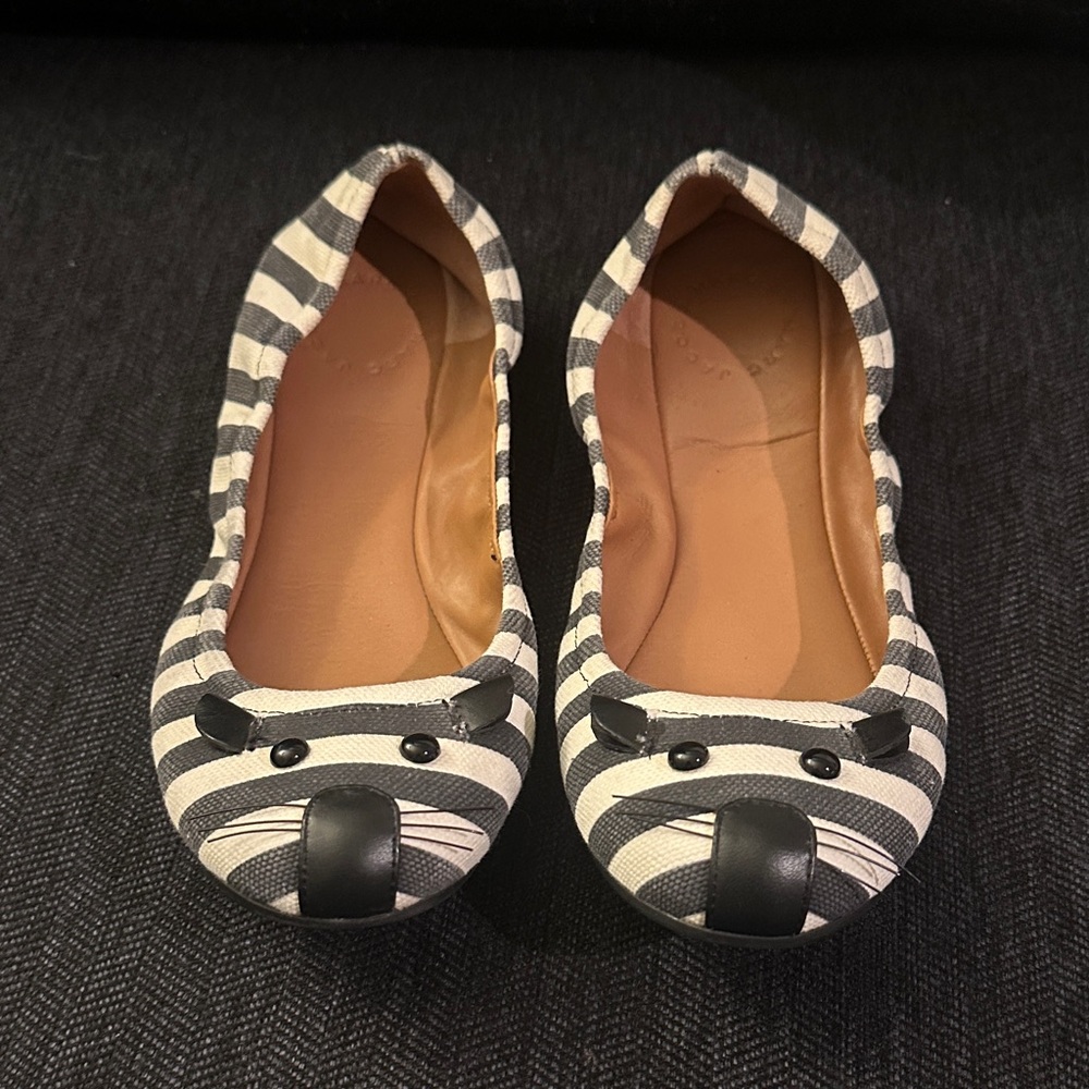 Marc Jacobs Black and White Striped Mouse Flats